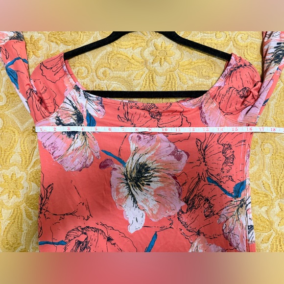 We The Free Floral Bell Sleeve Blouse - Coral - Picture 4 of 7
